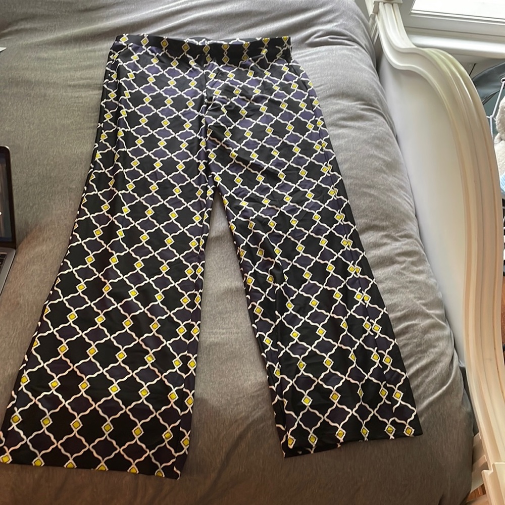 New Jude Connally Diamond Trellis Citron Pants size Large